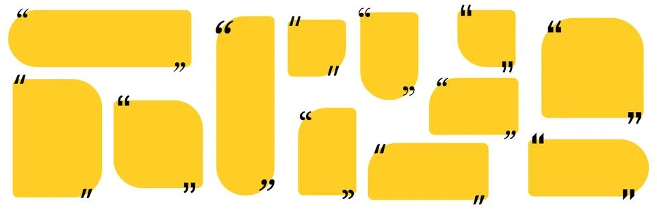 Quote box title pack isolated. Yellow geometric shapes speech quotation mark Stock Illustration