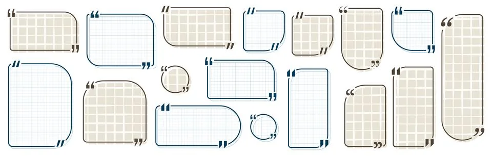 Quote box title pack isolated. Blue and brown notebook geometric shapes speech Stock Illustration