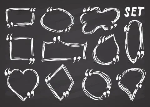 Quote boxes and quotation frames hand drawn set, sketch doodle vector illustr Stock Illustration