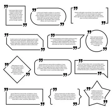 Quote boxes. Frames paragraph quotes quotation bubble label parentheses borde Illustrazione stock