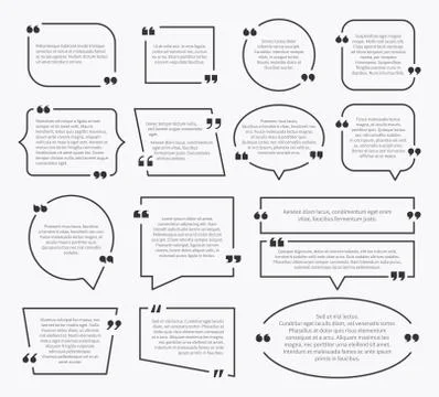Quote boxes. Quotation sentence box design, idea paragraph marks comment Stock Illustration