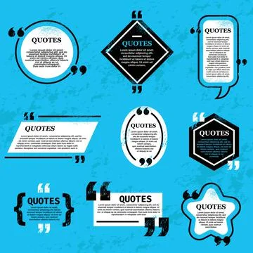 Quote bubble and box, chat message, grunge frames Illustrazione stock