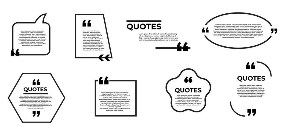 Quote bubble and box, chat quote icons set Stock Illustration