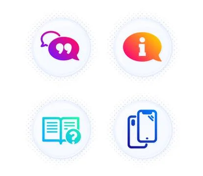 Quote bubble, Help and Information icons set. Smartphone sign. Chat comment Illustrazione stock