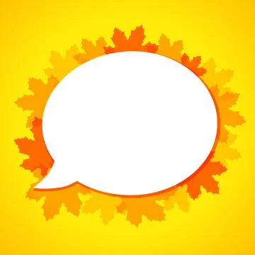 Quote bubble label on orange maple leaves 库存插图