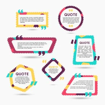 Quote Bubbles - modern vector color set of shapes with text Stock Illustration