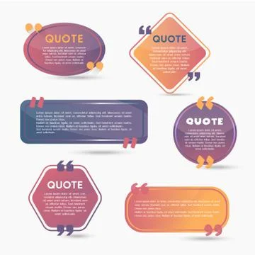 Quote Bubbles - modern vector color set of shapes with text Stock Illustration