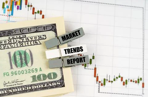 On the quote chart there are dollars and clothespins with the inscription -.. Stock Illustration