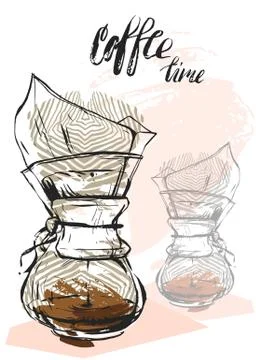 Quote. Coffee. Hand drawn typography poster. For greeting cards, Valentine day Stock Illustration