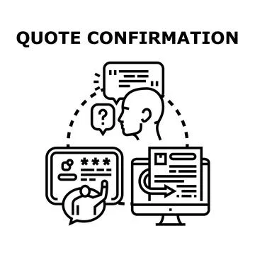 Quote confirmation process displaying order and approval Stock Illustration