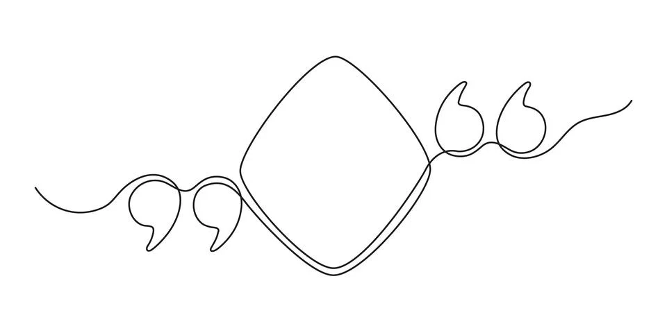 Quote continuous line in rhombus speech bubble with commas, quotation mark in Stock Illustration