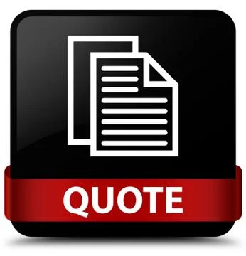 Quote (document pages icon) black square button red ribbon in middle Illustration