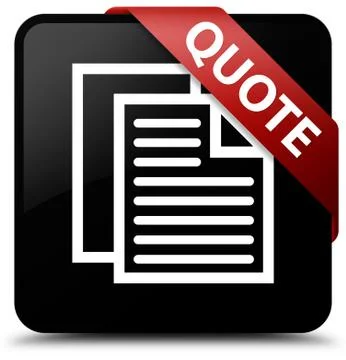 Quote (document pages icon) black square button red ribbon in corner Illustration