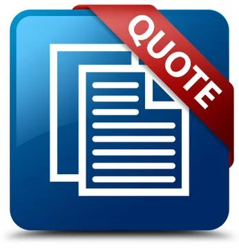 Quote (document pages icon) blue square button red ribbon in corner Illustration