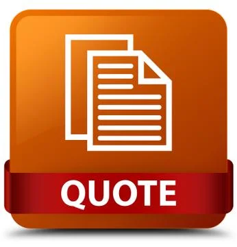 Quote (document pages icon) brown square button red ribbon in middle Illustration