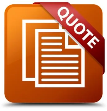 Quote (document pages icon) brown square button red ribbon in corner Stock Illustration