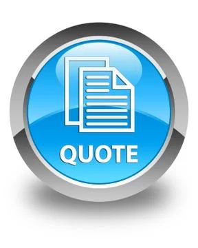 Quote (document pages icon) glossy cyan blue round button Illustration