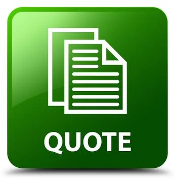 Quote (document pages icon) green square button Stock Illustration