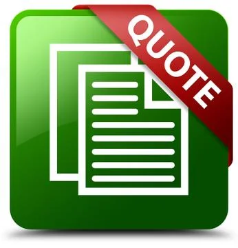 Quote (document pages icon) green square button red ribbon in corner Illustration