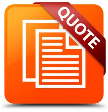 Quote (document pages icon) orange square button red ribbon in corner Illustration