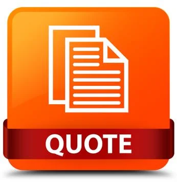 Quote (document pages icon) orange square button red ribbon in middle Illustration
