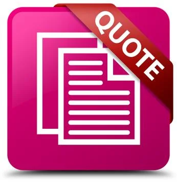 Quote (document pages icon) pink square button red ribbon in corner Illustration