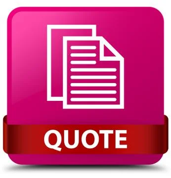 Quote (document pages icon) pink square button red ribbon in middle Illustration