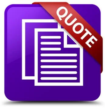 Quote (document pages icon) purple square button red ribbon in corner Illustration