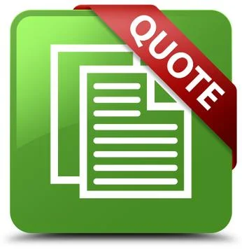 Quote (document pages icon) soft green square button red ribbon in corner Illustration
