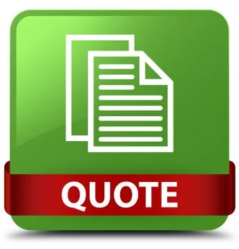 Quote (document pages icon) soft green square button red ribbon in middle Illustration