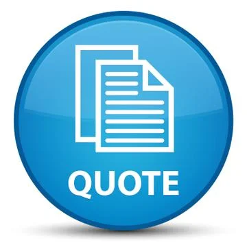 Quote (document pages icon) special cyan blue round button Illustration