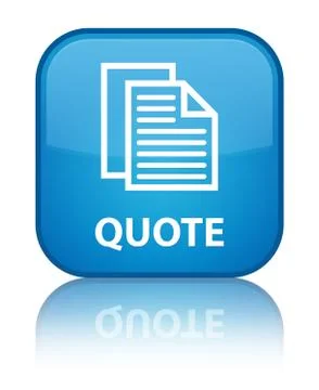 Quote (document pages icon) special cyan blue square button Illustration