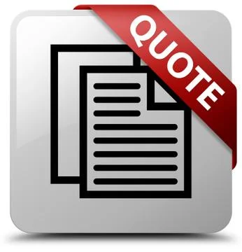 Quote (document pages icon) white square button red ribbon in corner Illustration