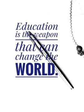 Quote "education is the only weapon that can change the world" Stockillustratie