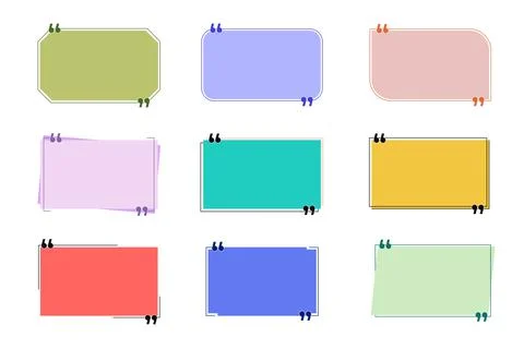 Quote form set, Color blank quote template, empty space for text Stock Illustration