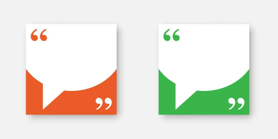 Quote frame blank template icon in flat style. Empty speech bubble vector i.. Illustrazione stock