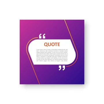 Quote frame blank template icon in flat style. Empty speech bubble vector i.. Stock Illustration