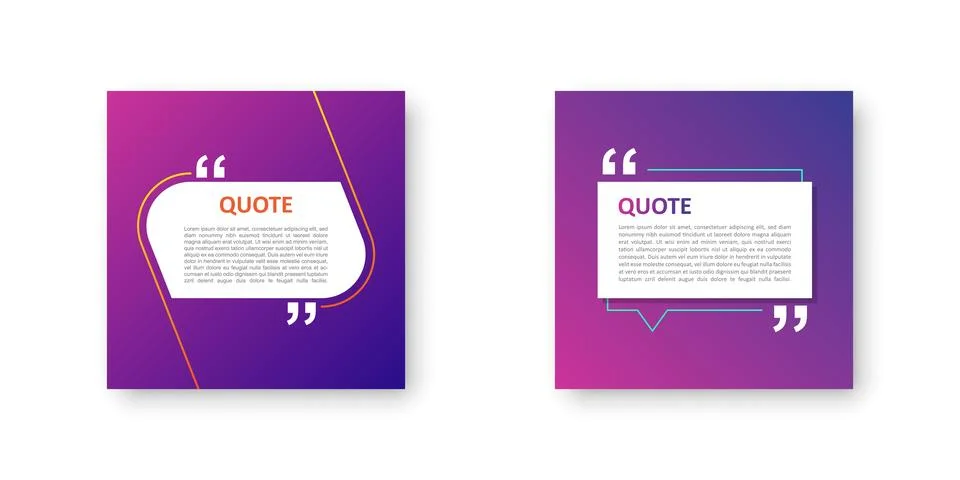 Quote frame blank template icon in flat style. Empty speech bubble vector i.. 스톡 일러스트