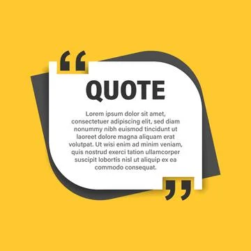 Quote frame blank template icon in flat style. Empty speech bubble vector i.. Illustrazione stock