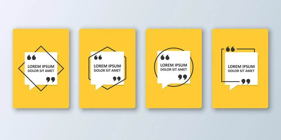 Quote frame blank template icon in flat style. Empty speech bubble vector i.. Illustrazione stock