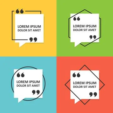 Quote frame blank template icon in flat style. Empty speech bubble vector i.. Stock Illustration
