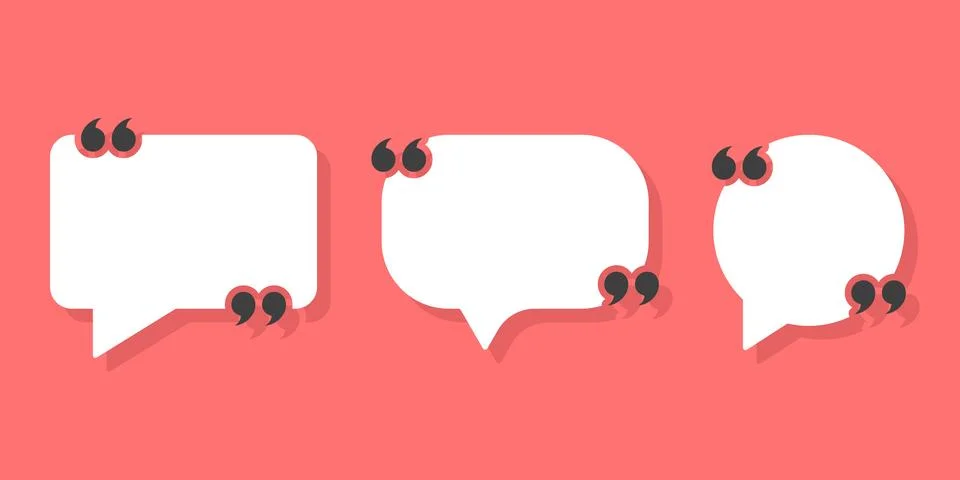 Quote frame icon in flat style. Speech bubble vector illustration on isolat.. Stock Illustration