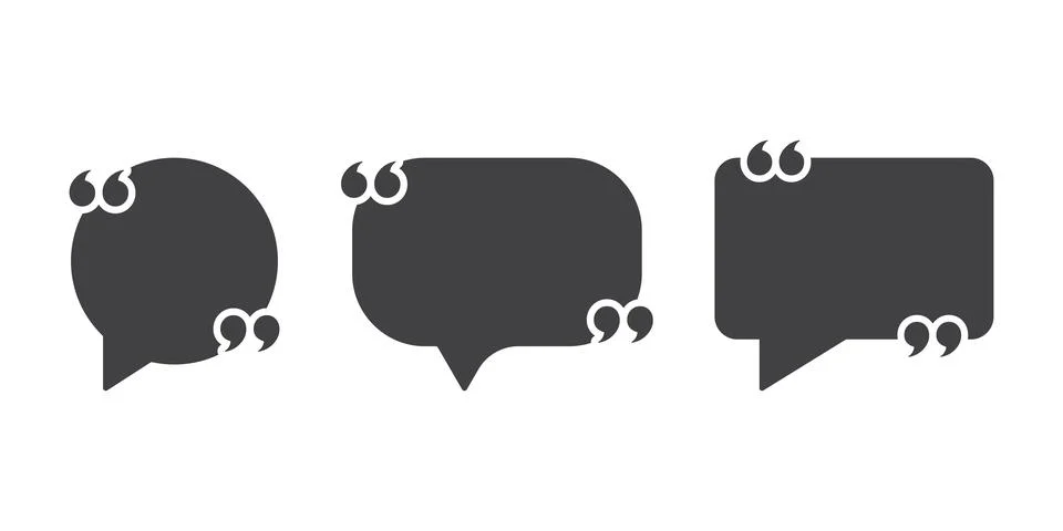 Quote frame icon in flat style. Speech bubble vector illustration on isolat.. Stock Illustration