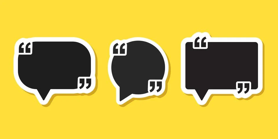 Quote frame sticker icon set collection in flat style. Speech bubble vector.. Stock Illustration