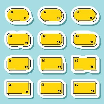 Quote frame sticker icon set collection in flat style. Speech bubble vector.. Illustrazione stock