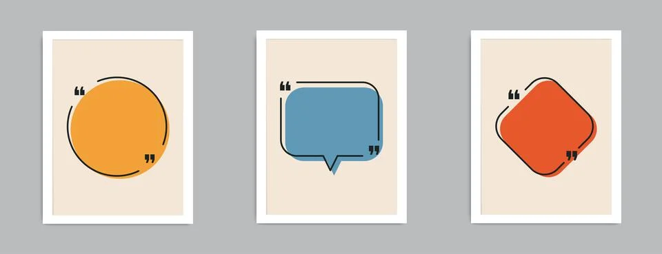 Quote frames blank template set. Mid century modern graphic. Blank template for Stock Illustration