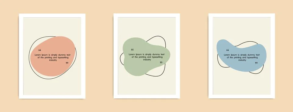 Quote frames blank template set. Mid century modern graphic. Blank template for Stock Illustration