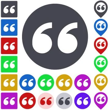 Quote icon, button, symbol set イラスト素材