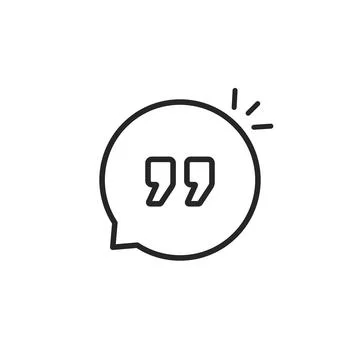 Quote icon like linear comment bubble Stock Illustration