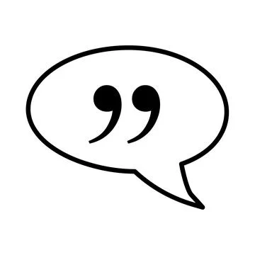 Quote icon. Symbol with talk bubble. Black stroke isolated on white backgroun Stock Illustration